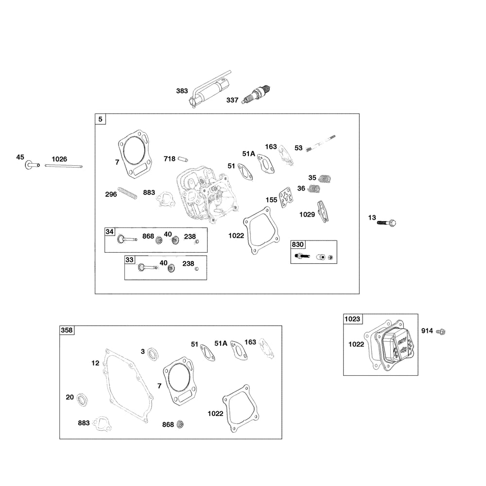 Engine >> Cylinder Head Diagram and Parts List for 021024-00  Briggs and Stratton Pressure Washer